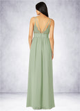 Cloe A-Line Lace Chiffon Floor-Length Dress SJSP0019782