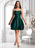 Sheila A-line Cowl Short Stretch Satin Homecoming Dress JLP0025664