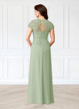 Maud A-Line Lace Chiffon Floor-Length Dress SJSP0019894