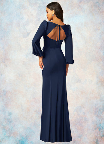 Madilynn Mermaid Long Sleeve Stretch Chiffon Floor-Length Dress SJSP0019783