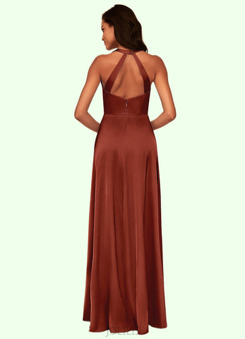 Vivien A-Line Stretch Satin Floor-Length Dress SJSP0019649