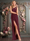 Rylie A-line One Shoulder Floor-Length Chiffon Bridesmaid Dress JLP0025756