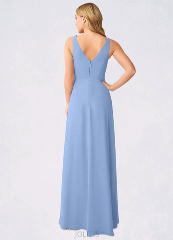 Anahi A-Line Pleated Chiffon Floor-Length Dress SJSP0019669