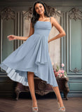 Kiana A-line Cowl Asymmetrical Chiffon Bridesmaid Dress With Ruffle JLP0025727