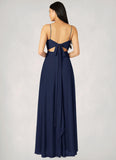 Savannah A-Line Bow Mesh Floor-Length Dress SJSP0019720