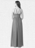 Elisabeth A-Line Pleated Chiffon Floor-Length Junior Bridesmaid Dress SJSP0019976