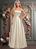 Julissa A-line Square Floor-Length Satin Bridesmaid Dress JLP0025789