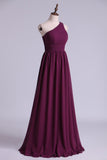 Bridesmaid Dresses A Line One Shoulder Floor Length With Ruffle