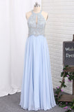 New Arrival Scoop Chiffon With Beading Prom Dresses Open Back