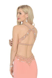 Sexy Open Back Scoop Open Back Prom Dresses With Beads Spandex