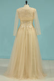 A Line Scoop Mother Of The Bride Dresses Tulle With Applique And Jacket