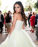 Princess A Line Spaghetti Straps Daffodil Layers Tulle Prom Dresses, Sweetheart Prom Gowns SJS15284