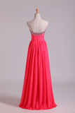 Prom Dresses Sweetheart A Line Chiffon With Ruffles Floor Length