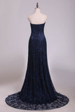 Evening Dresses Sweetheart Dark Navy Lace Sweep Train Mermaid