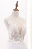 A Line Tulle & Lace Scoop Wedding Dresses With Applique Floor Length