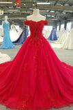 Off The Shoulder Wedding Dresses / Prom Dresses A Line With Beading Applique