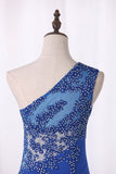 Prom Dresses One Shoulder Mermaid With Applique And Slit Spandex