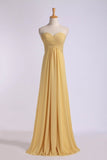 A-Line Chiffon Bridesmaid Dress Strapless Long Prom Evening Gown