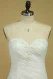 Plus Size Sweetheart Ruched Bodice Wedding Dresses Mermaid Tulle With Beading Court Train