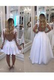 Scoop Long Sleeves Prom Dresses A Line Tulle With Applique And Beads Detachable