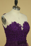 Hot Prom Dresses Scoop A Line With Sash And Applique Grape