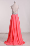 V Neck Open Back Prom Dresses A-Line Chiffon Sweep/Brush See-Through Bodice