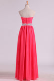 New Arrival Prom Dresses Sweetheart Ruched Bodice With Beading Chiffon