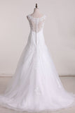 Wedding Dresses Scoop A Line Tulle With Applique