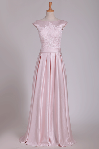 New Arrival Evening Dresses Bateau A Line With Applique Floor Length