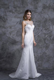 Prom Dresses Mermaid White Satin With Beading