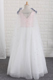 Flower Girl Dresses Scoop With Beading A Line Floor Length