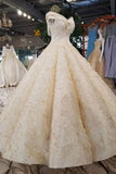 Ball Gown Wedding Dresses Off-The-Shoulder Floor-Length Lace Up Back