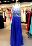 Elegant Prom Dresses Scoop A Line Floor Length beading chiffon prom gowns long evening dress JS853