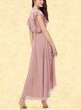 Londyn A-line V-Neck Floor-Length Chiffon Bridesmaid Dress With Ruffle UKP0020187