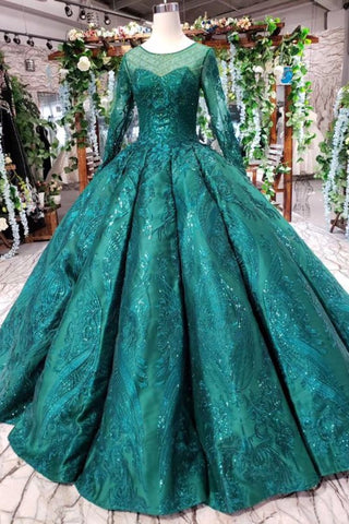 Prom Dresses Scoop Long Sleeves Lace Up Back Sequins