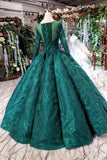 Prom Dresses Scoop Long Sleeves Lace Up Back Sequins