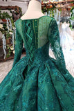 Prom Dresses Scoop Long Sleeves Lace Up Back Sequins