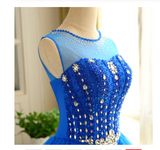 Royal Blue Short Beading Open Back Homecoming Dress JS431