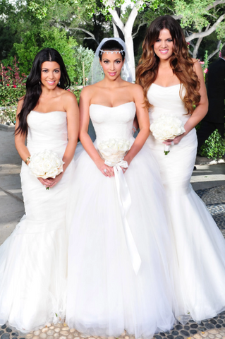 Gorgeous White Tulle Strapless Mermaid Long Cheap Simple Long Bridesmaid Dresses JS574