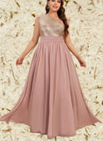 Lexi A-line One Shoulder Floor-Length Chiffon Sequin Bridesmaid Dress UKP0020195