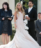 Sexy Sequins Mermaid Wedding Dress With Ruffles Luxurious Champagne Bridal Gown