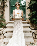 Scoop Wedding Dress With Embellished Bodice Vivid Floral Lace Wedding Gown