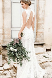 Scoop Wedding Dress With Embellished Bodice Vivid Floral Lace Wedding Gown