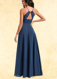 Jazmin A-line Cowl Floor-Length Chiffon Bridesmaid Dress With Ruffle UKP0020201