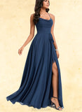 Jazmin A-line Cowl Floor-Length Chiffon Bridesmaid Dress With Ruffle UKP0020201