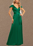 Averi A-line V-Neck Floor-Length Silky Satin Bridesmaid Dress UKP0020203