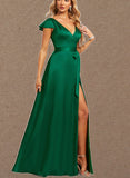 Averi A-line V-Neck Floor-Length Silky Satin Bridesmaid Dress UKP0020203