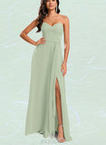 Tanya A-line Halter Off the Shoulder Sweetheart V-Neck Floor-Length Chiffon Bridesmaid Dress With Ruffle UKP0020204