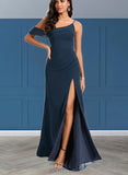 Skyla Trumpet/Mermaid One Shoulder Sweep Train Chiffon Bridesmaid Dress With Ruffle UKP0020208