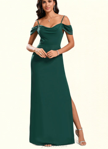 Teagan A-line Cold Shoulder Floor-Length Chiffon Bridesmaid Dress UKP0020222